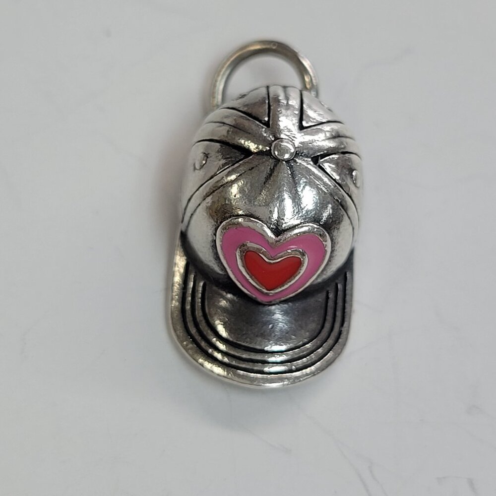 James Avery silver Enamel Heart Ball Cap Charm